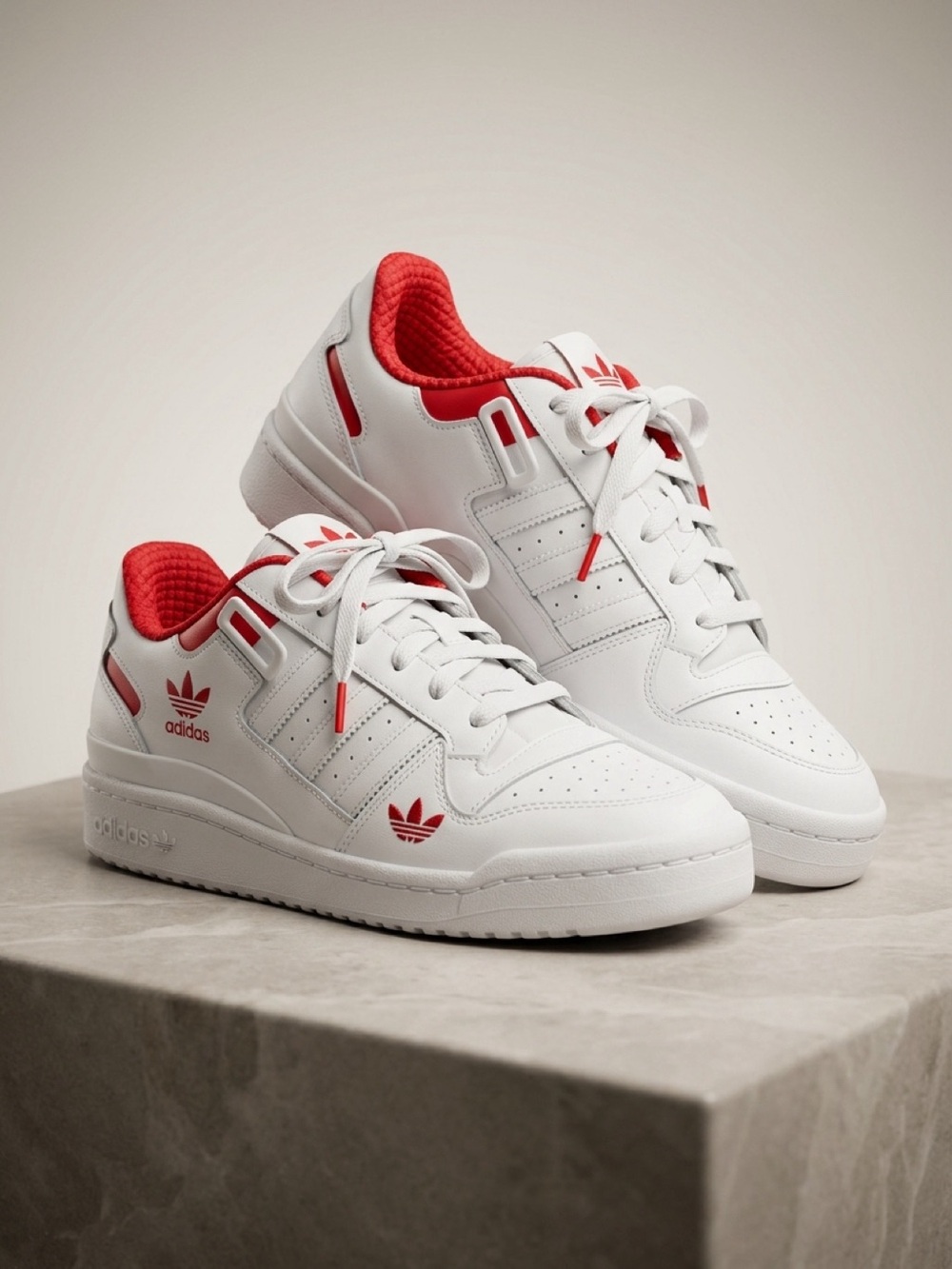 Adidas 3 Streifen The Brand  Sneakers - White with Red Accents